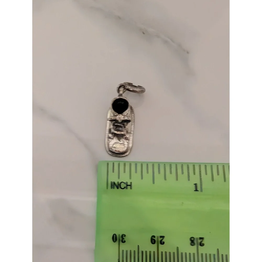 Vintage Sterling‎ Silver Baby Shoe Charm Engraved Bootie Pendant from 60s